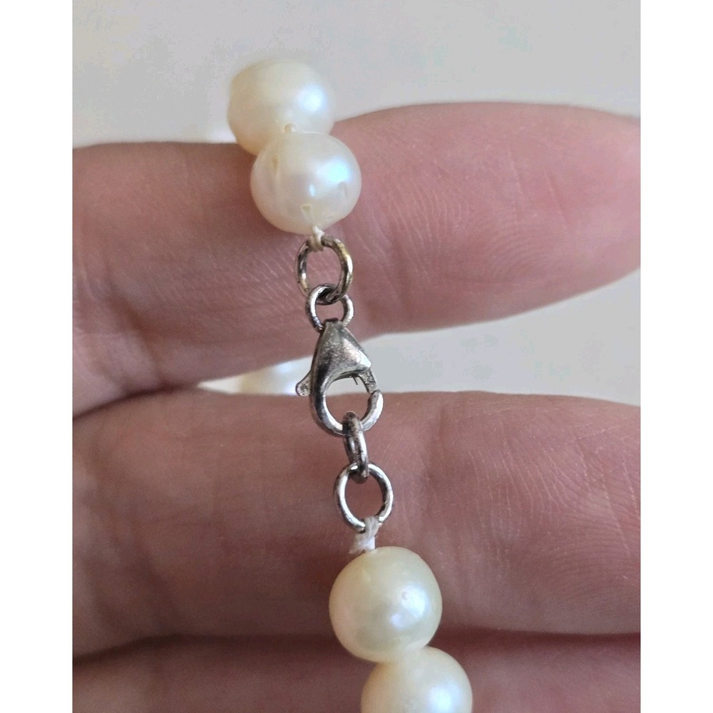 17" White Freshwater Pearl Necklace – 925 Sterling Silver Clasp, Classic Strand - Picture 11 of 11